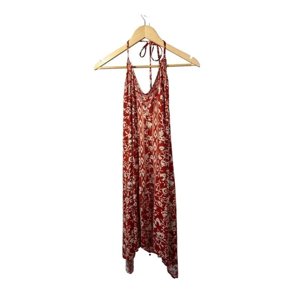 ROBIN PICCONE Women’s Floral Print Swimsuit Coverup/Sun Dress Orange Size Large